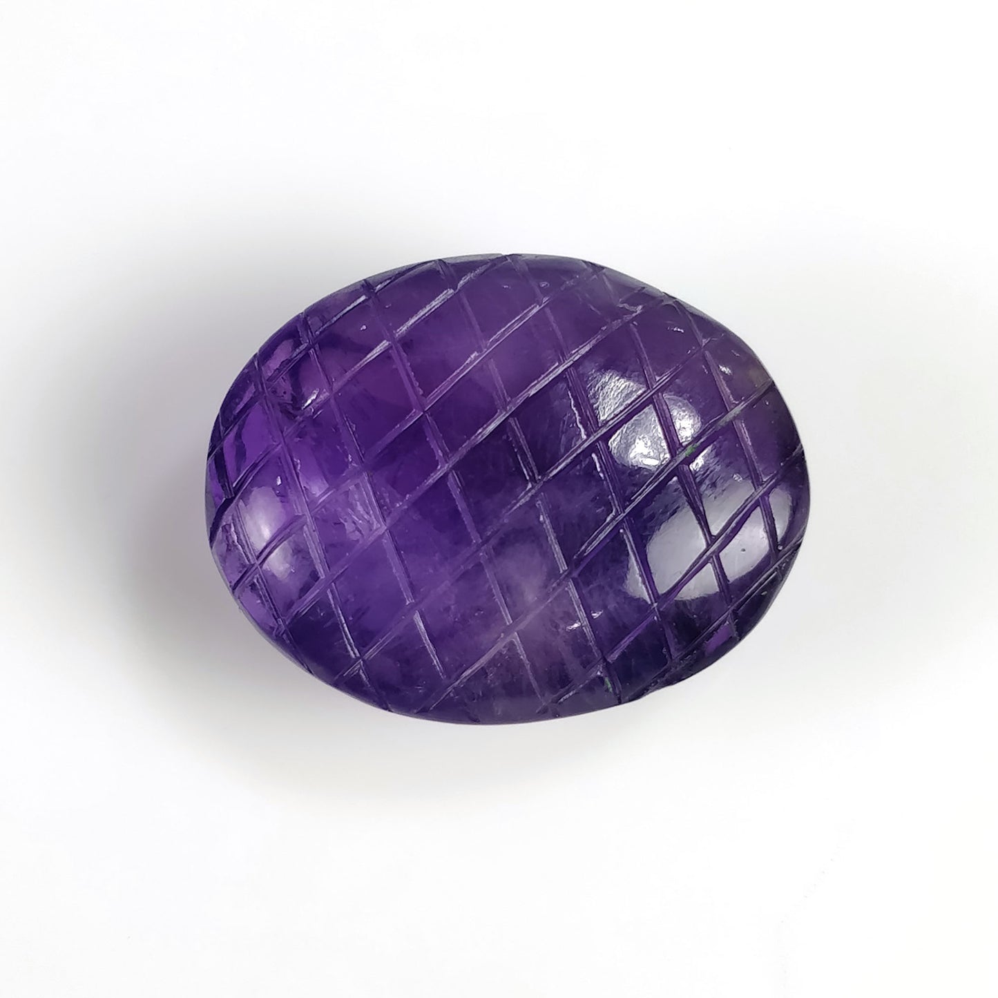 PURPLE AMETHYST Gemstone Carving : 45.00cts Natural Untreated Amethyst Hand Carved Both Side Oval Shape 26*21mm (With Video)