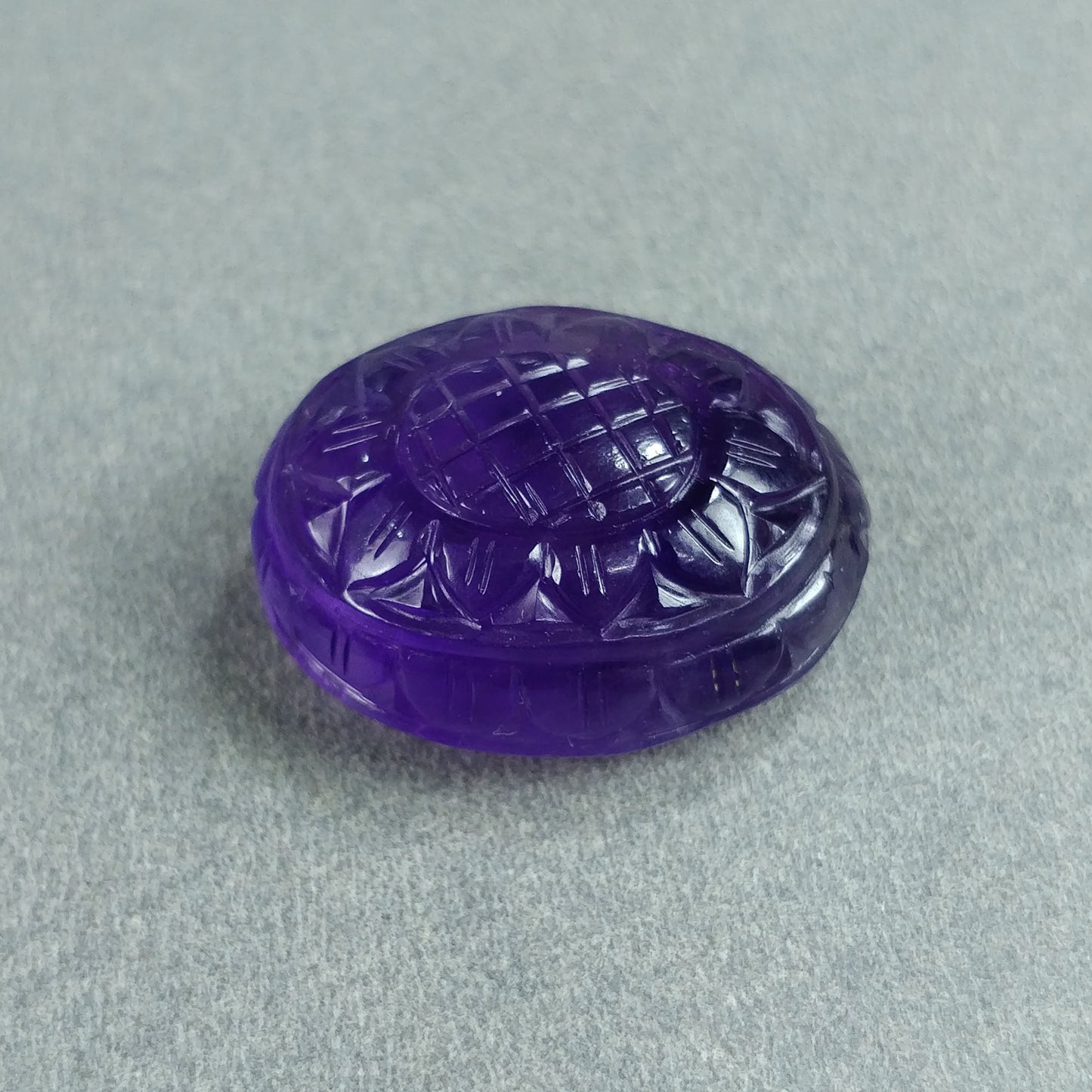PURPLE AMETHYST Gemstone Carving : 45.00cts Natural Untreated Amethyst Hand Carved Both Side Oval Shape 26*21mm (With Video)