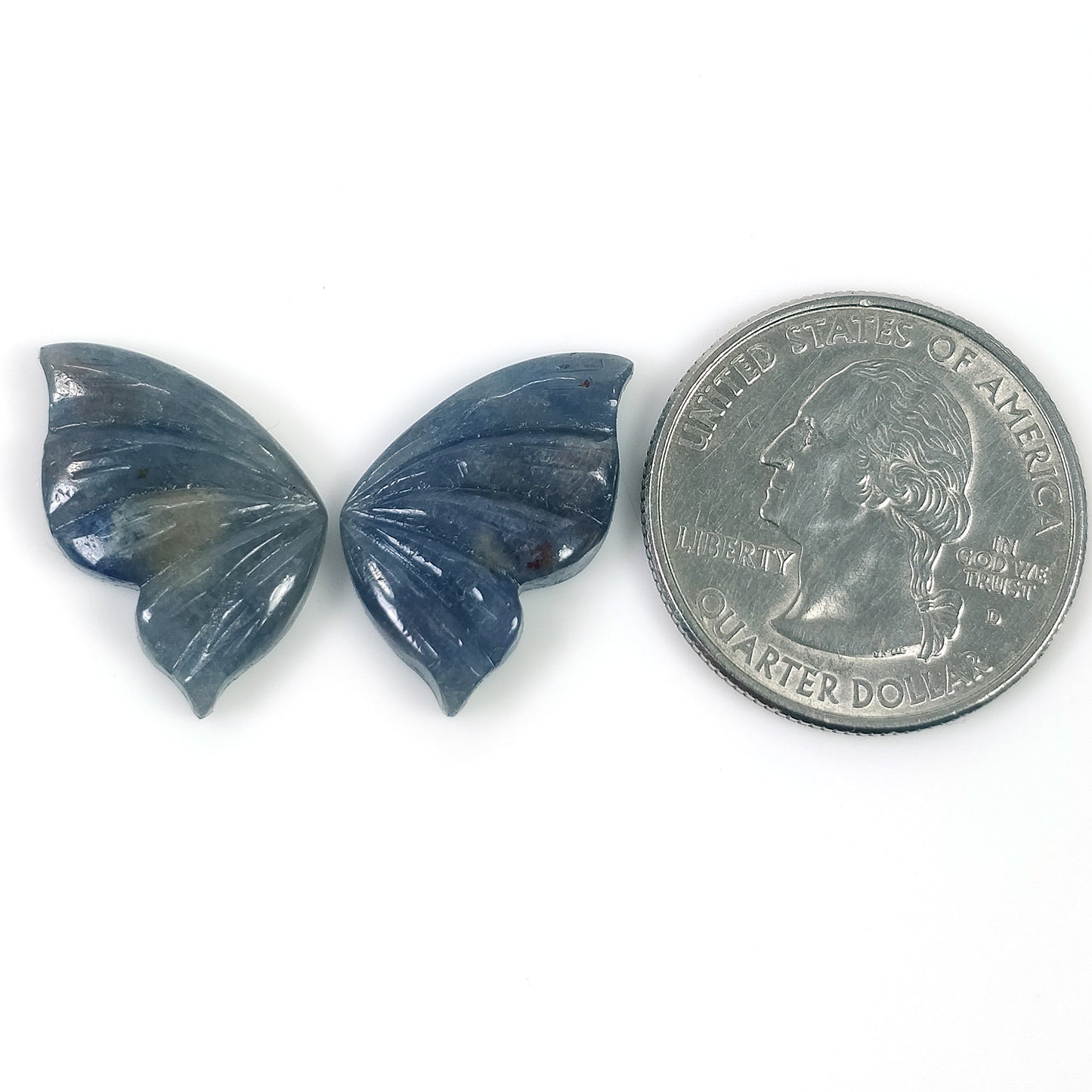 MULTI SAPPHIRE Gemstone Carving: Natural Untreated Bi-Color Sapphire Hand Carved BUTTERFLY Pair (With Video)