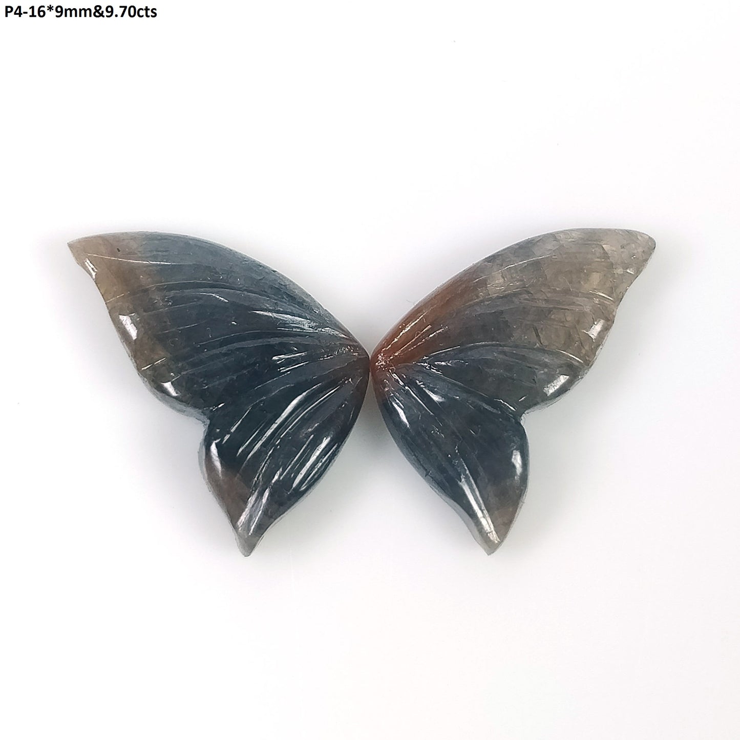 MULTI SAPPHIRE Gemstone Carving: Natural Untreated Bi-Color Sapphire Hand Carved BUTTERFLY Pair (With Video)
