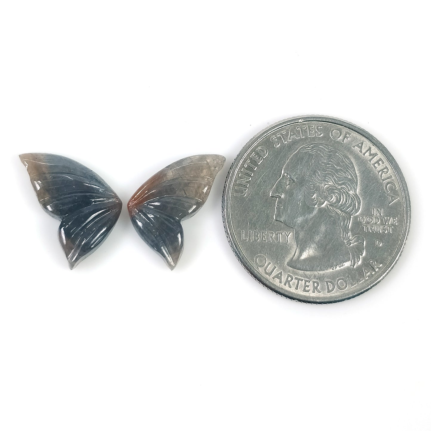 MULTI SAPPHIRE Gemstone Carving: Natural Untreated Bi-Color Sapphire Hand Carved BUTTERFLY Pair (With Video)