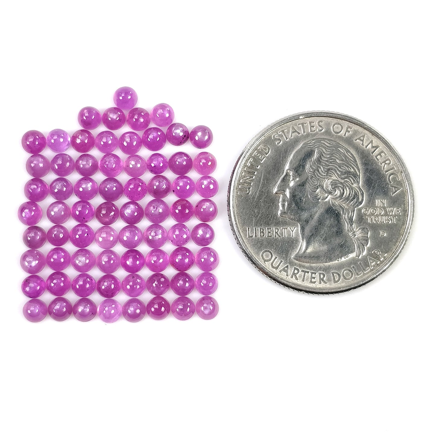 RUBY Sheen Gemstone Cabochon : 14.15cts Natural Untreated Unheated Purple Pink Ruby Round Shape Cabochon 3mm 59pcs (With Video)