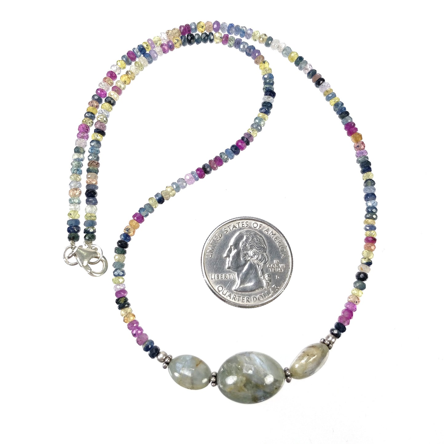 MULTI SAPPHIRE Beads Necklace : Natural Untreated Chrysoberyl Cat's Eye Gemstone Pendant Necklace 15" Women Beaded Necklace Pendant Gift (With Video)