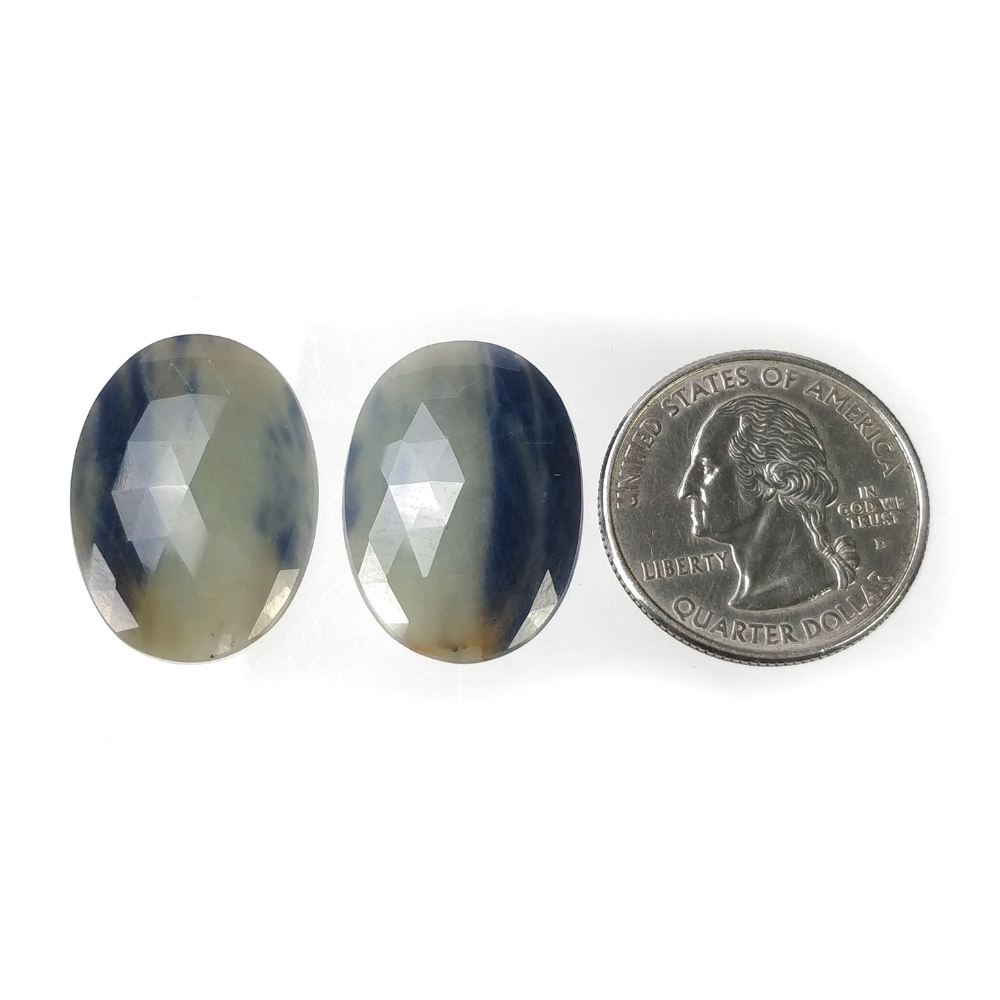 MULTI SAPPHIRE Gemstone Rose Cut : 32.80cts Natural Untreated Unheated Sapphire Bi-Color Oval Shape 25*18mm Pair (With Video)
