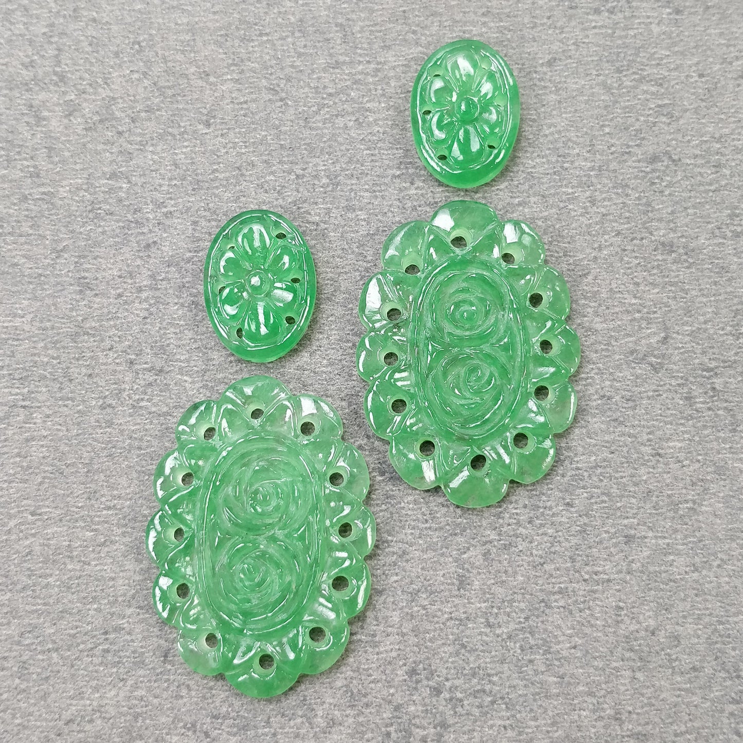 QUARTZ Gemstone Carving : 33.60cts Natural Color Enhanced Quartz Hand Carved Oval Shape 14*10.5mm - 29*21mm 4pcs