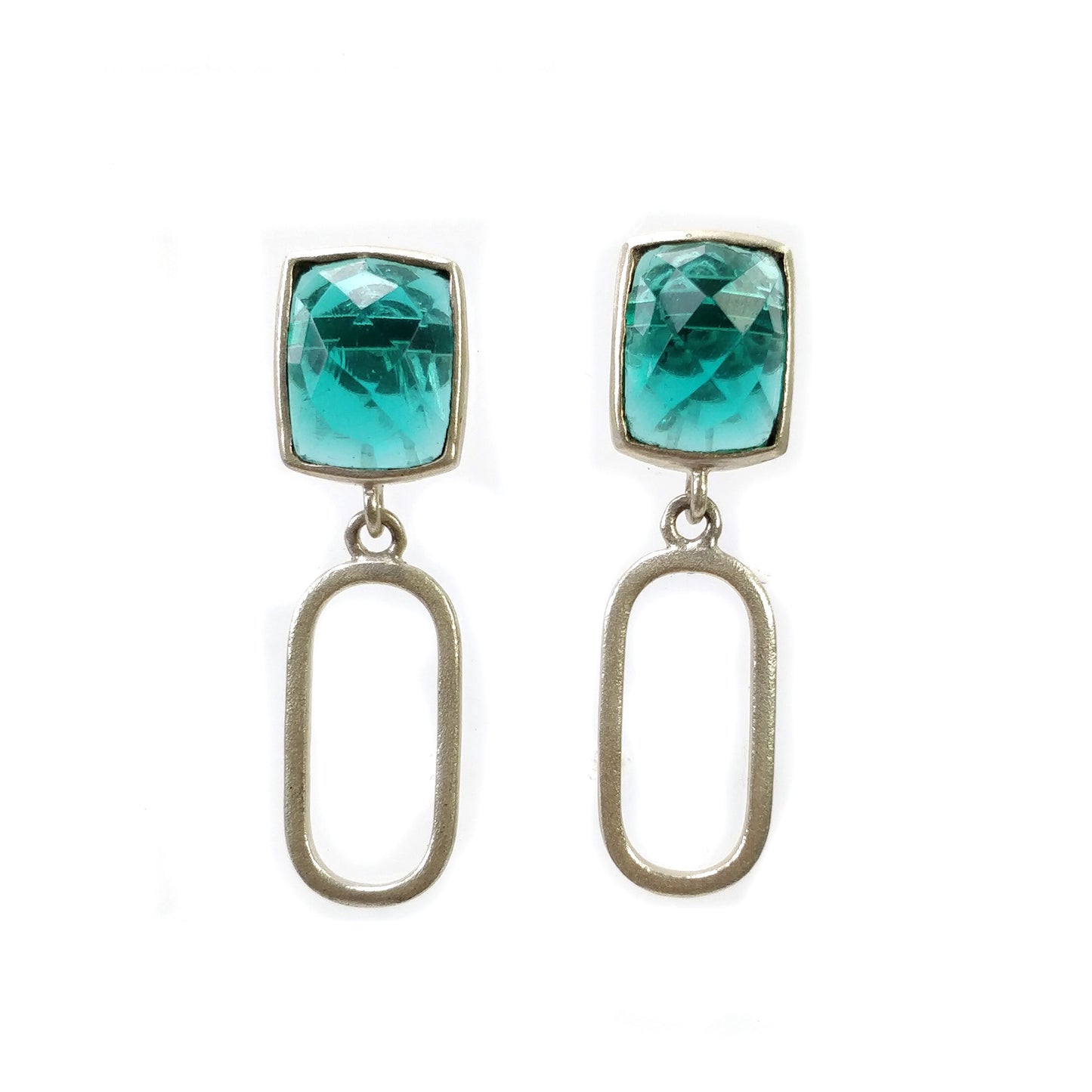 925 Sterling Silver : 9.50gms Synthetic Manmade Blue Coral Simulated Bezel Set Drop Dangle Push Back Earring 1.75"