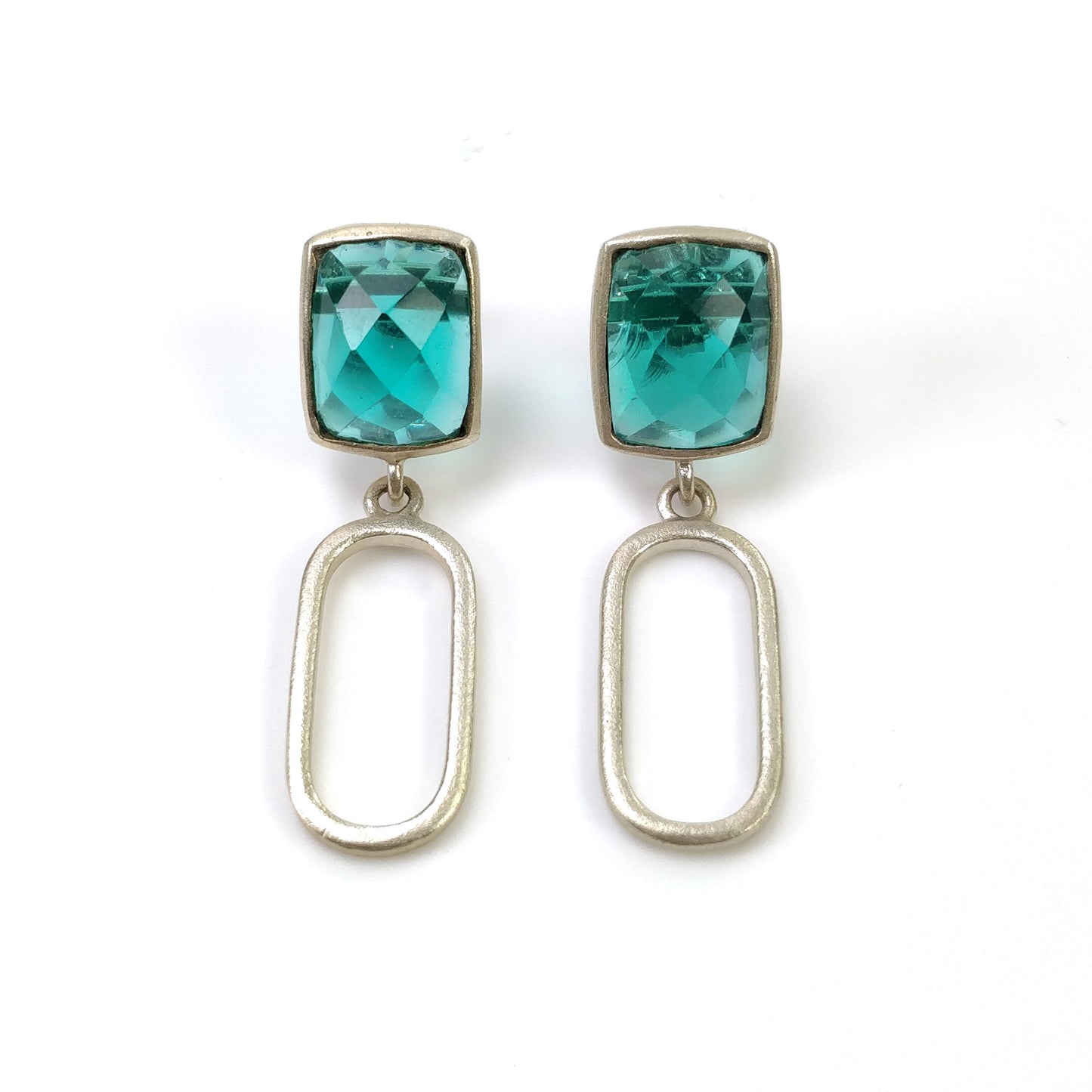 925 Sterling Silver : 9.50gms Synthetic Manmade Blue Coral Simulated Bezel Set Drop Dangle Push Back Earring 1.75"