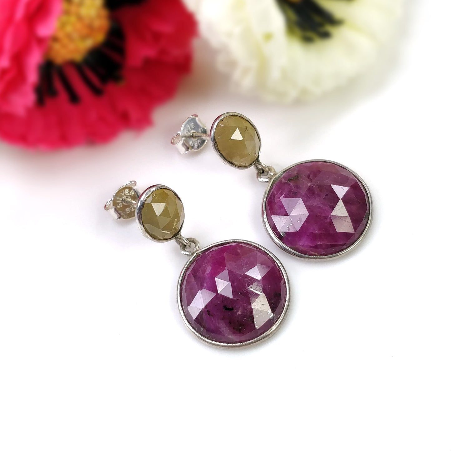 Bezel Set Earrings
