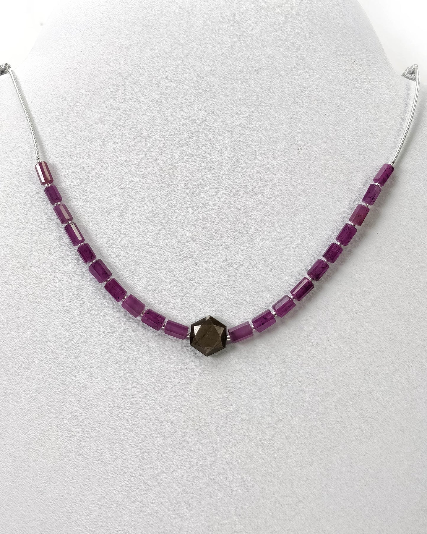 Raspberry PINK & CHOCOCLATE SAPPHIRE Gemstone Loose Bead: 40.70cts Natural Sapphire Pencil Faceted Beads 5.5mm - 12.5*11mm 6.5"