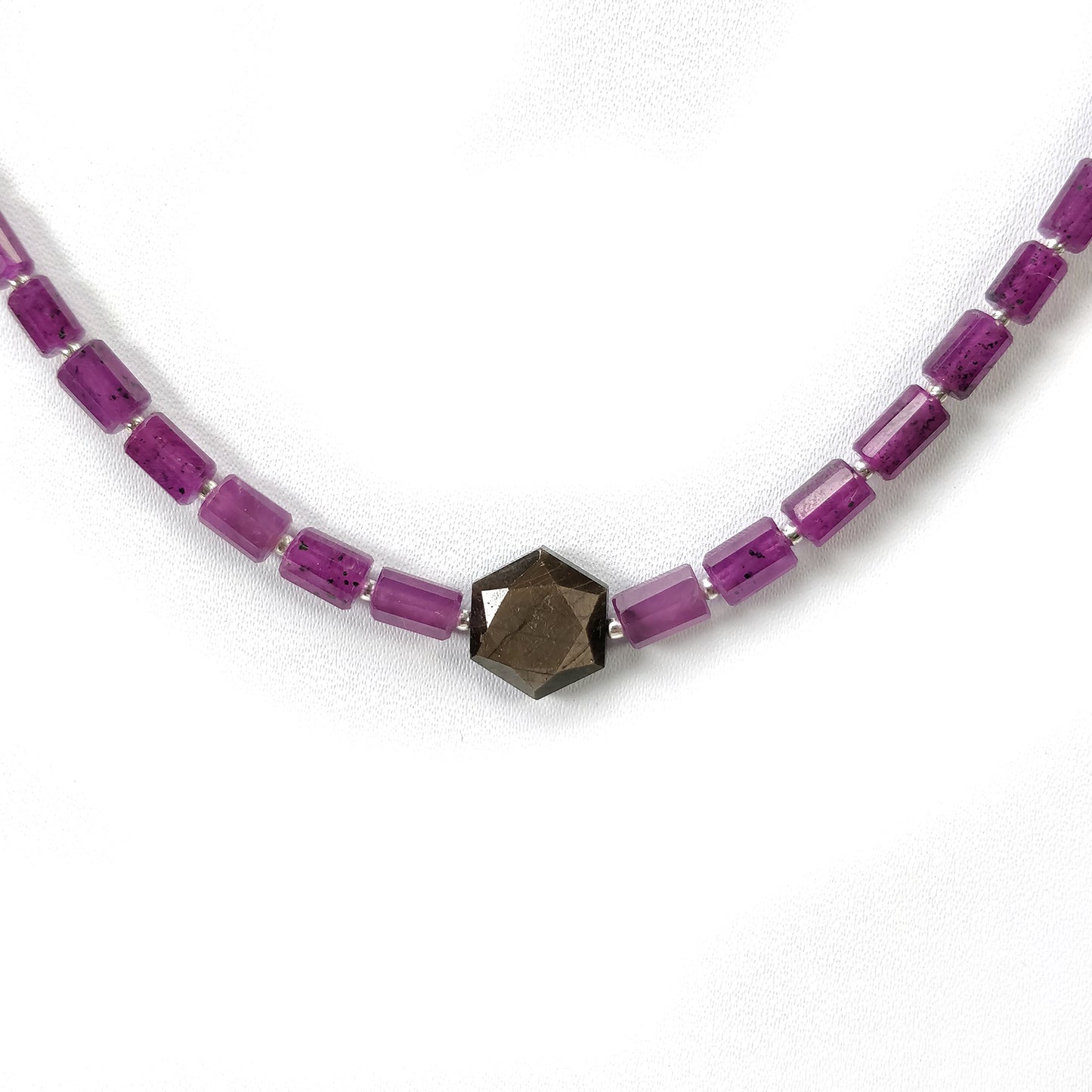 Raspberry PINK & CHOCOCLATE SAPPHIRE Gemstone Loose Bead: 40.70cts Natural Sapphire Pencil Faceted Beads 5.5mm - 12.5*11mm 6.5"