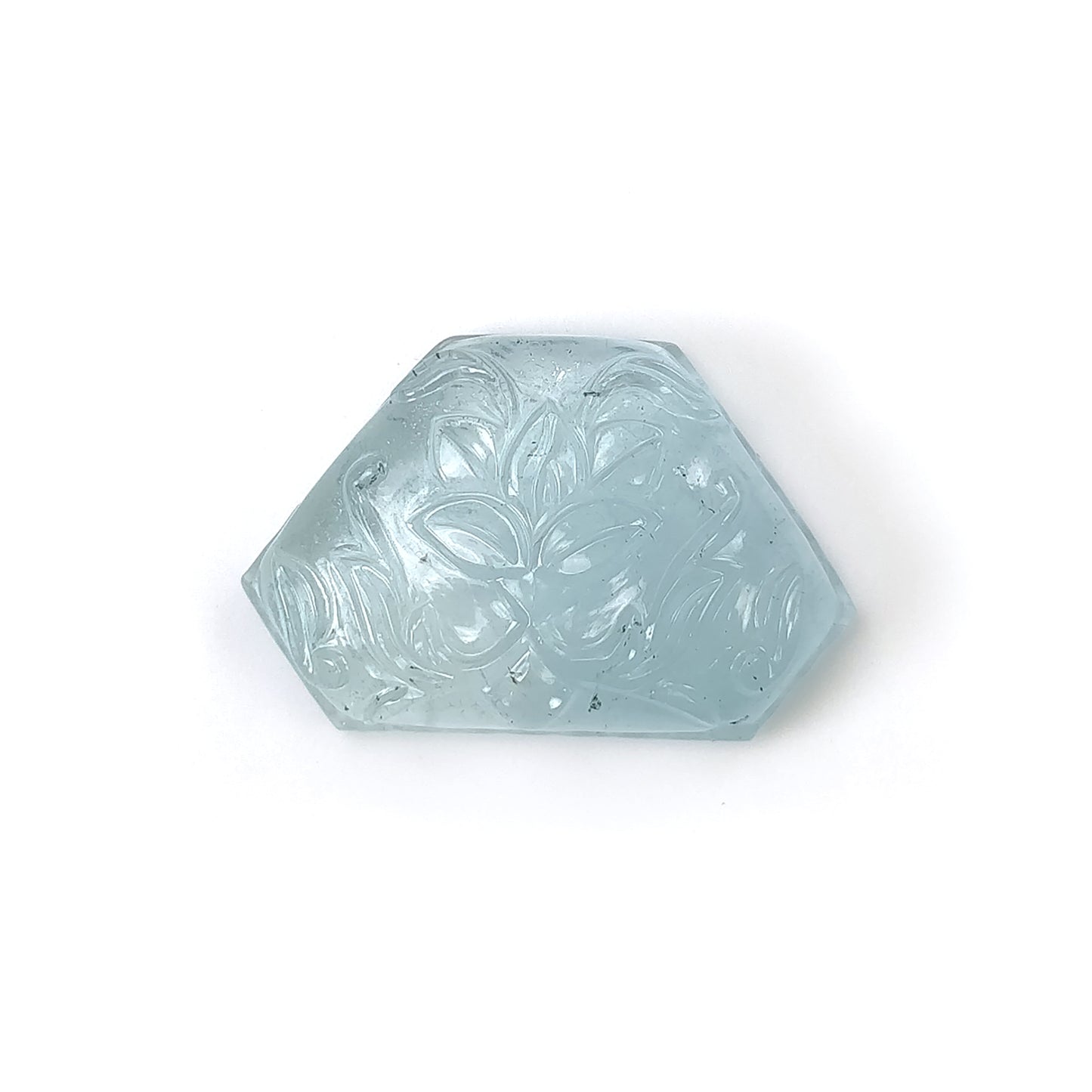 BLUE AQUAMARINE Gemstone Carving : 32.05cts Natural Untreated Both Side Aqua Hand Carved Uneven Shape 29*19mm