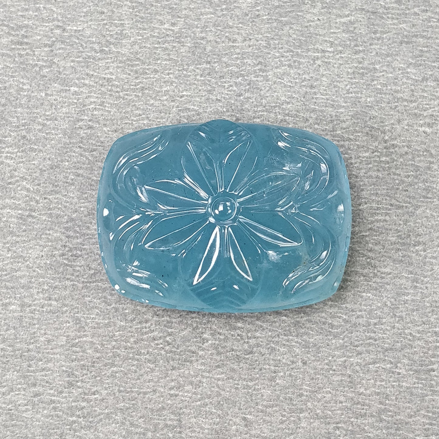 BLUE AQUAMARINE Gemstone Carving : 46.50cts Natural Untreated Aqua Both Side Hand Carved Cushion Shape 26.5*20mm