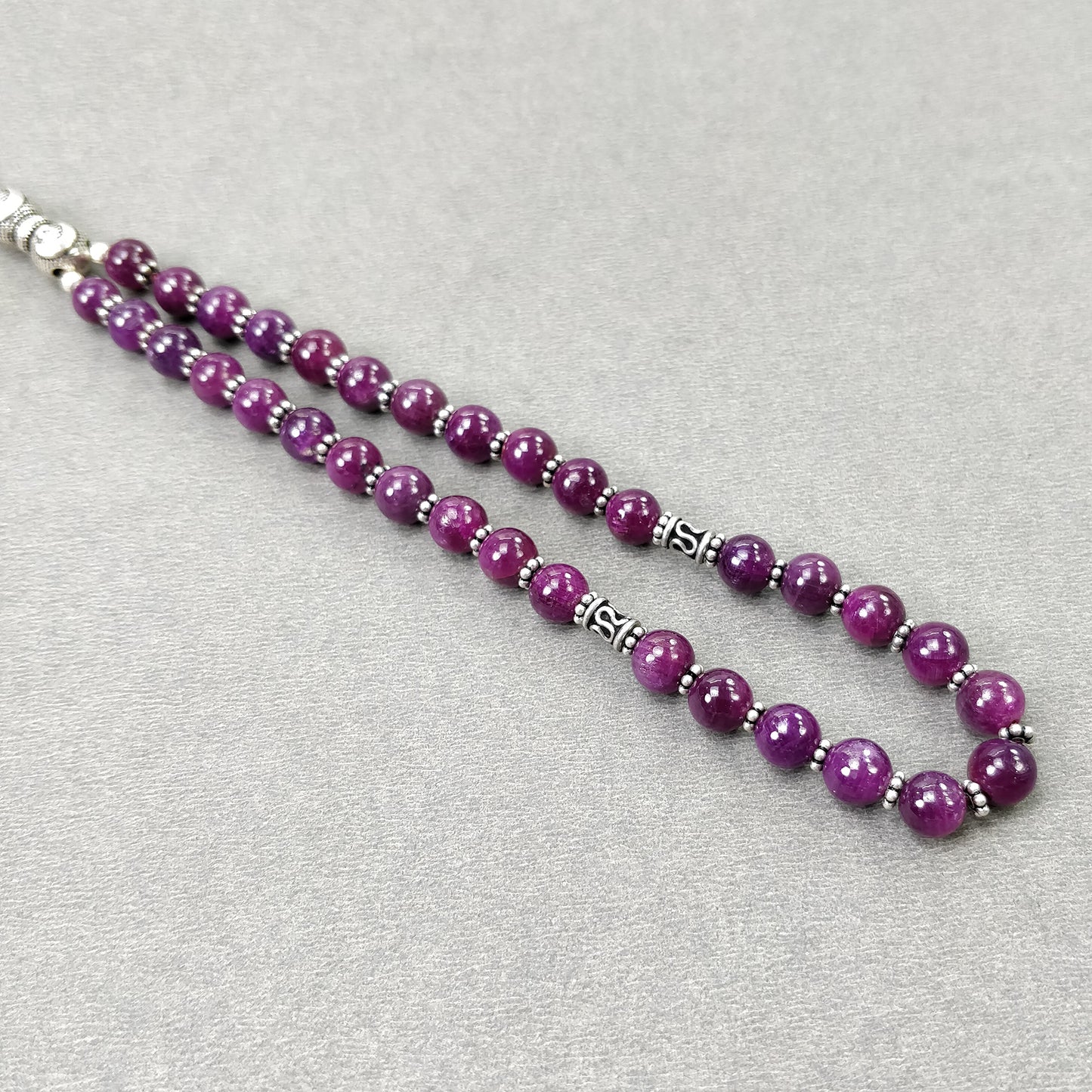TURKISH ISLAMIC Salah Natural Untreated Red RUBY Gemstone 6.5mm Round Cabochon Prayer 33 Beads