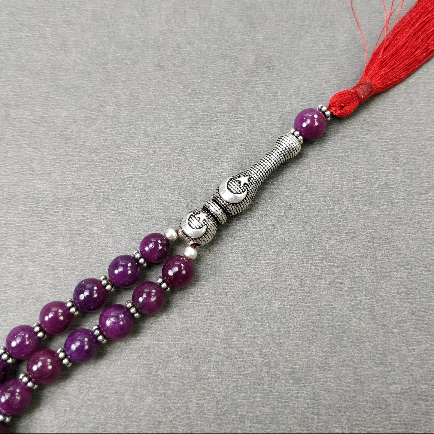 TURKISH ISLAMIC Salah Natural Untreated Red RUBY Gemstone 6.5mm Round Cabochon Prayer 33 Beads