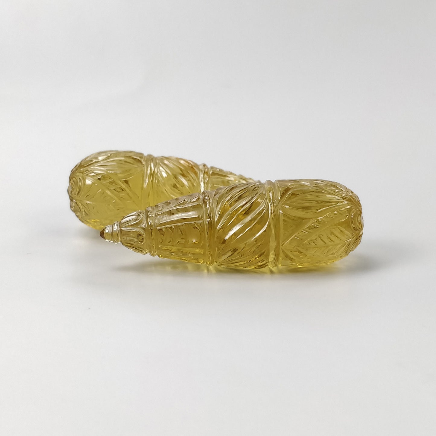 LEMON QUARTZ Gemstone Carving : 115.70cts Natural Untreated Quartz Hand Carved Teardrops Shape 43.5mm Pair