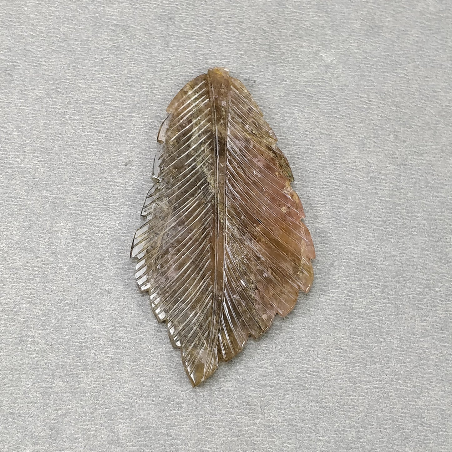 WATERMELON TOURMALINE Gemstone Carving : 55.85cts Natural Untreated Multi Bi-Color Tourmaline Hand Carved Leaf 62*34mm