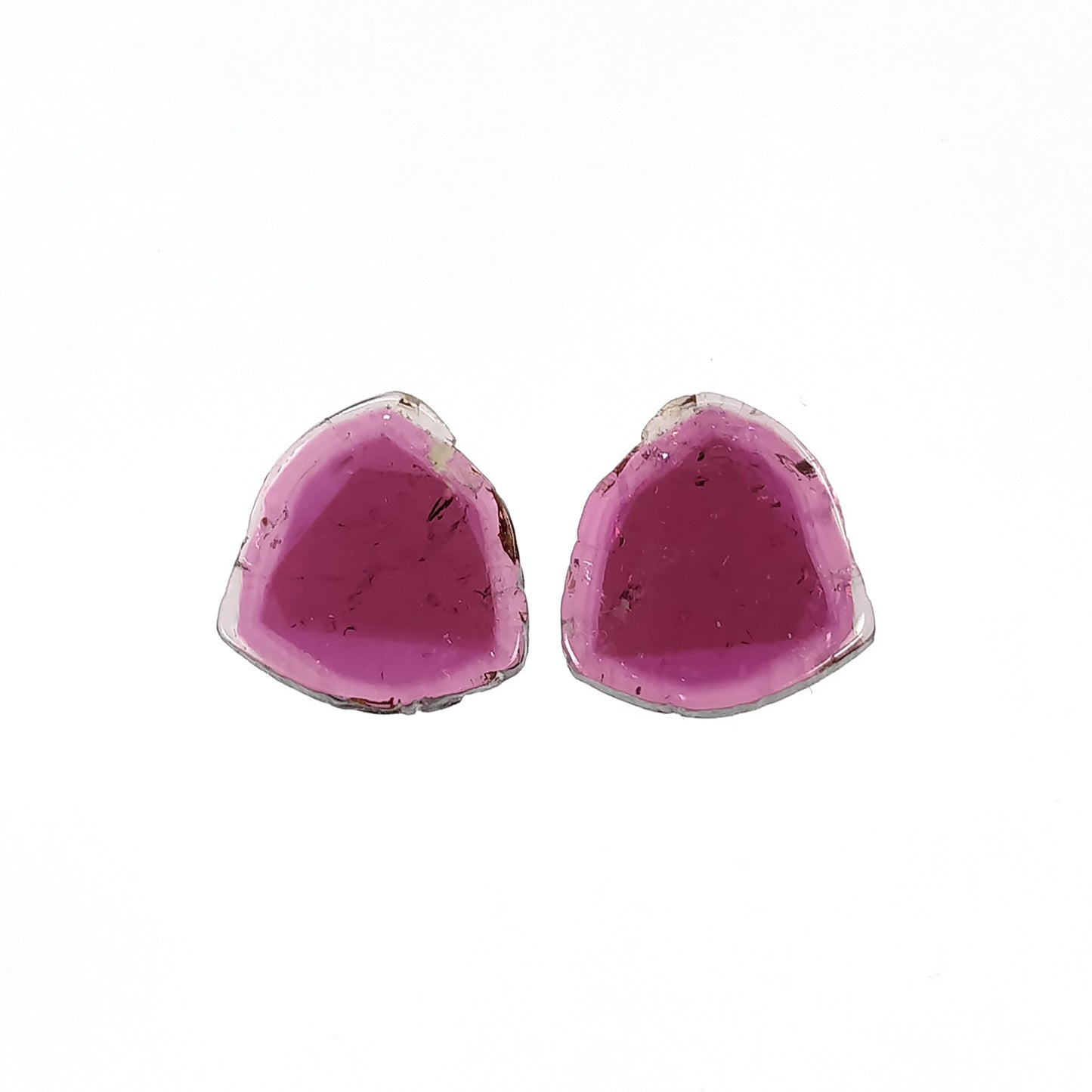 PIINK TOURMALINE Gemstone Flats Slice : 13.00cts Natural Untreated Bi-Color Tourmaline Uneven Shape 14.5*15.5mm Pair