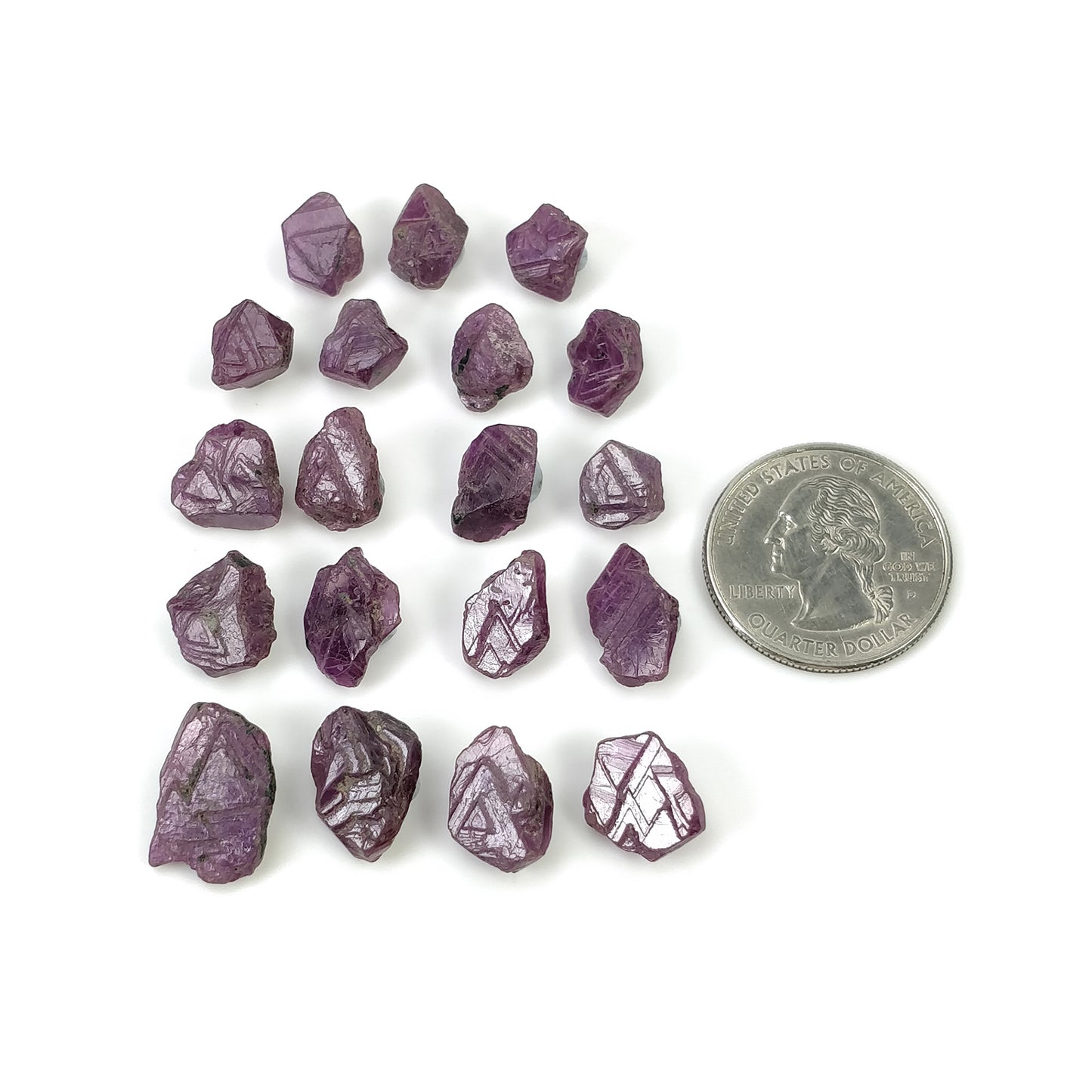 Record Keeper Ruby Gemstone Crystal: 85.90cts Natural Untreated Red Ruby Triangle Formative Specimen 9*8mm - 16.5*12mm 19pcs Set