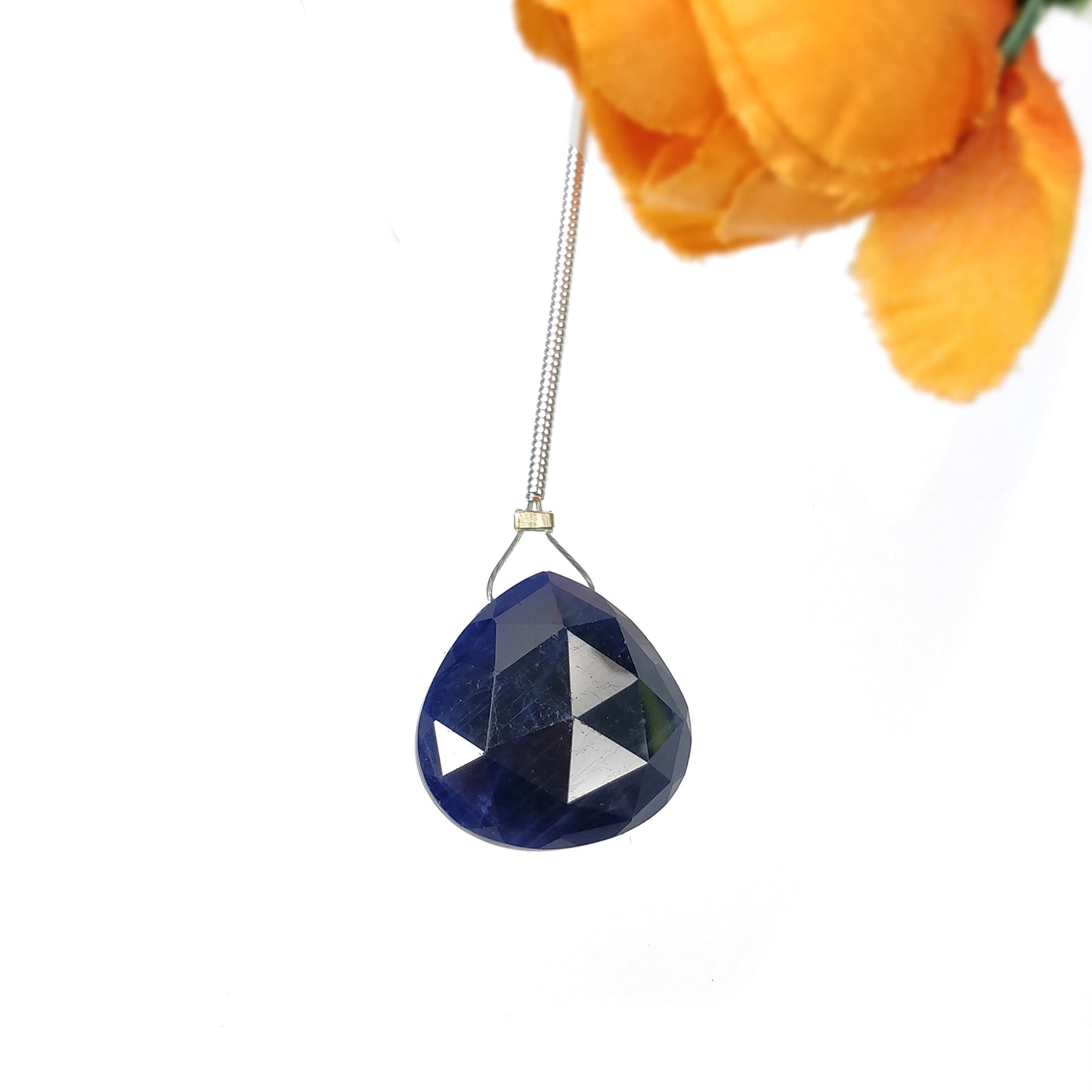 Sapphire Gemstone Rose Cut Loose Beads : 18.95cts Natural Untreated Blue Sapphire Faceted Heart Shape Beads 16mm