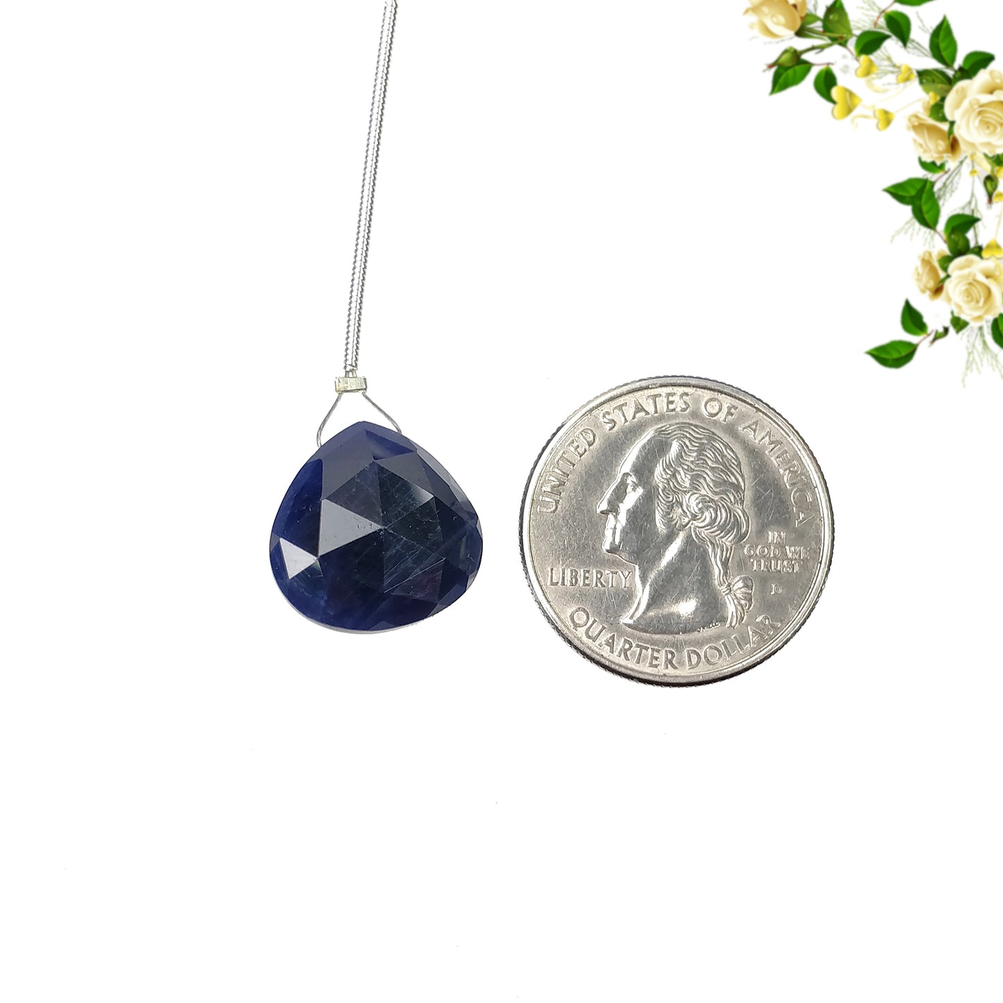 Sapphire Gemstone Rose Cut Loose Beads : 18.95cts Natural Untreated Blue Sapphire Faceted Heart Shape Beads 16mm