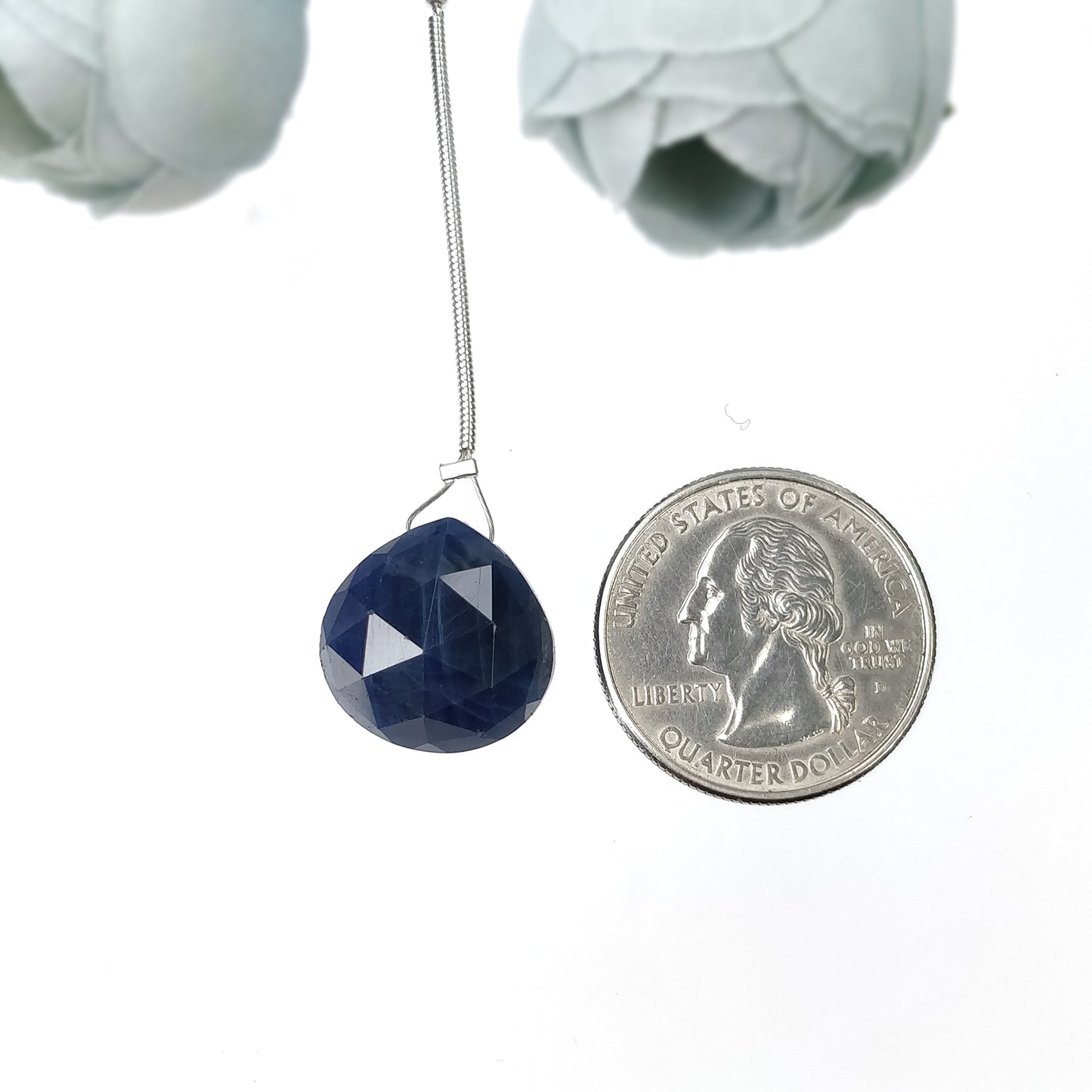 Sapphire Gemstone Rose Cut Loose Beads : 23.30cts Natural Untreated Blue Sapphire Faceted Heart Shape Beads 16.5*16.5mm