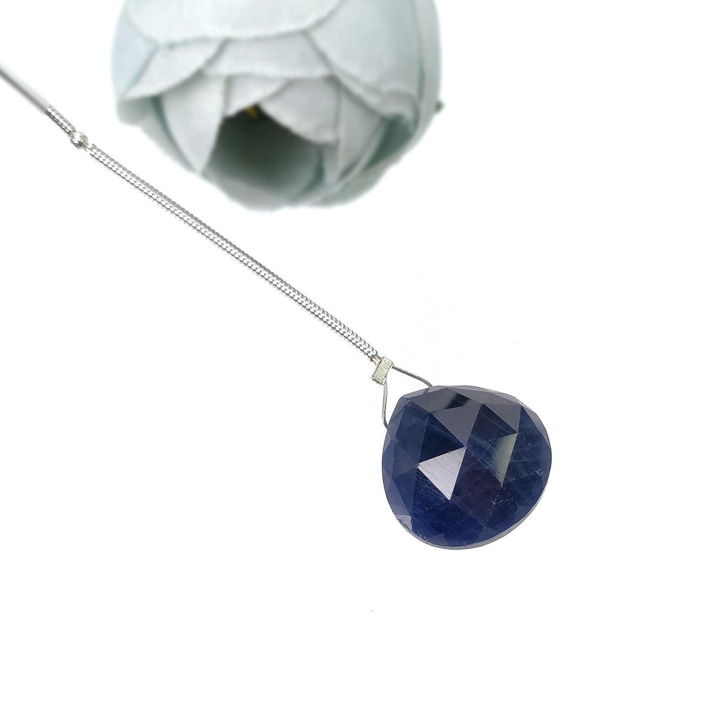 Sapphire Gemstone Rose Cut Loose Beads : 23.30cts Natural Untreated Blue Sapphire Faceted Heart Shape Beads 16.5*16.5mm