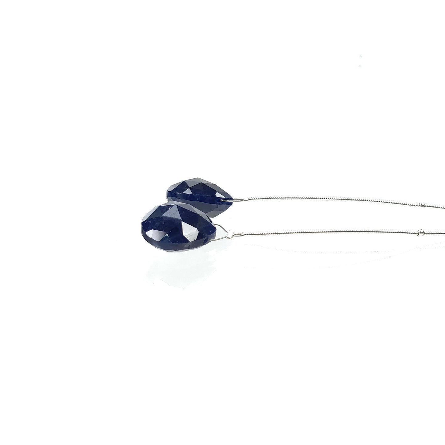 Sapphire Gemstone Rose Cut Loose Beads : 46.85cts Natural Untreated Blue Sapphire Faceted Heart Shape Beads 16.5mm 2pcs