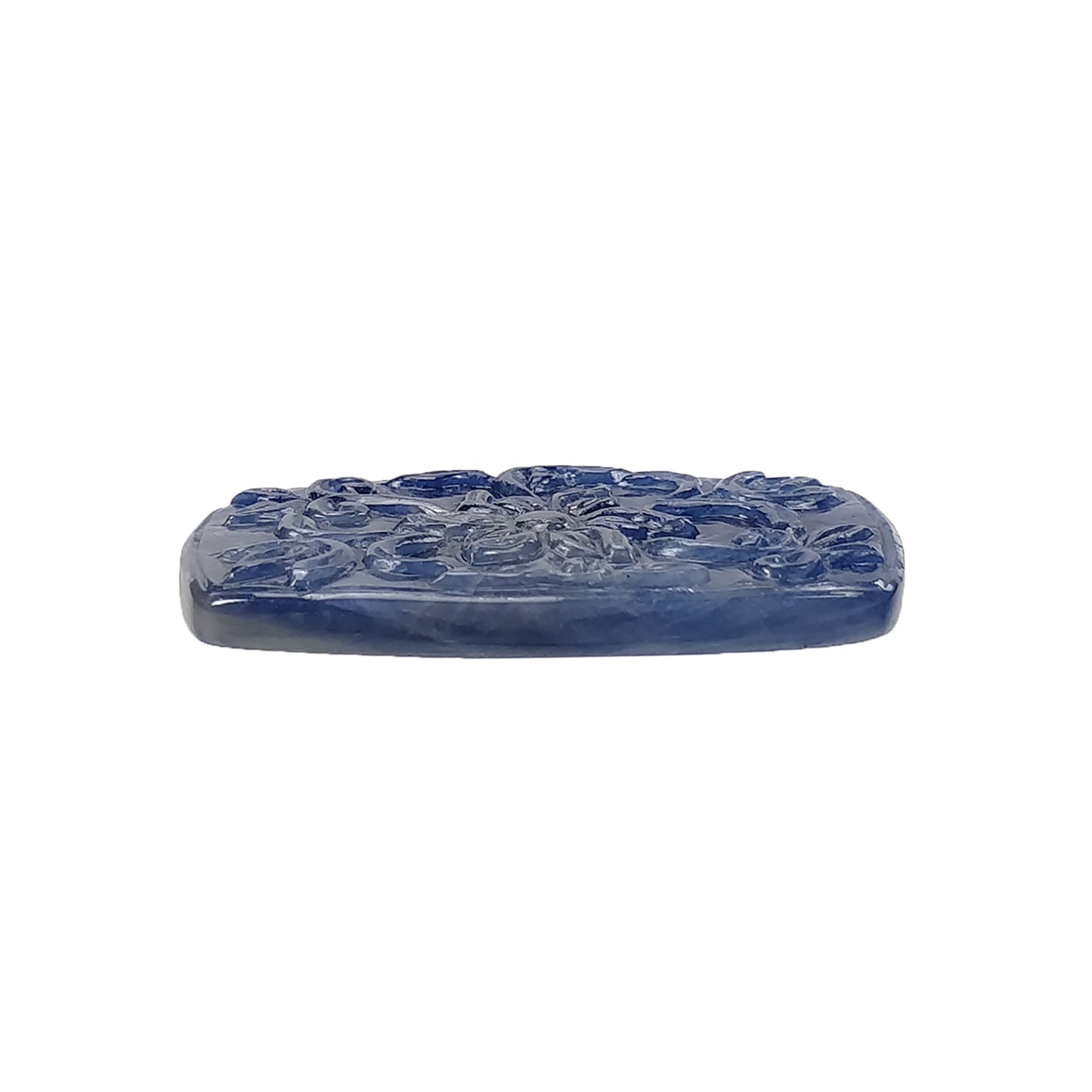 Sapphire Gemstone Carving : 111.20cts Natural Untreated Unheated Blue Sapphire Hand Carved Cushion Shape 47.5*31.5mm