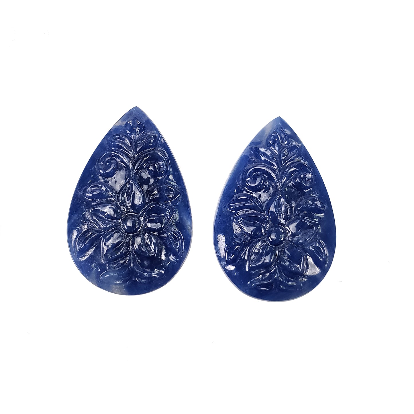 Sapphire Gemstone Carving : 65.20cts Natural Untreated Unheated Blue Sapphire Hand Carved Pear Shape 31*20mm