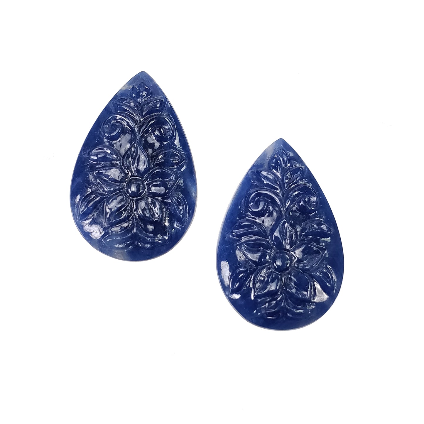 Sapphire Gemstone Carving : 65.20cts Natural Untreated Unheated Blue Sapphire Hand Carved Pear Shape 31*20mm