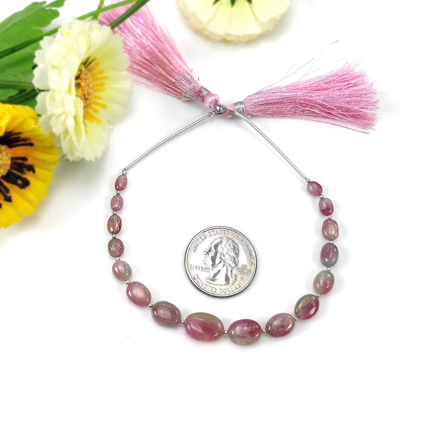 Watermelon TOURMALINE Gemstone Loose Beads: 34.45cts Natural Bi-Color Tourmaline Oval Shape Plain Nuggets 5.5*4mm - 12.5*9mm 6"