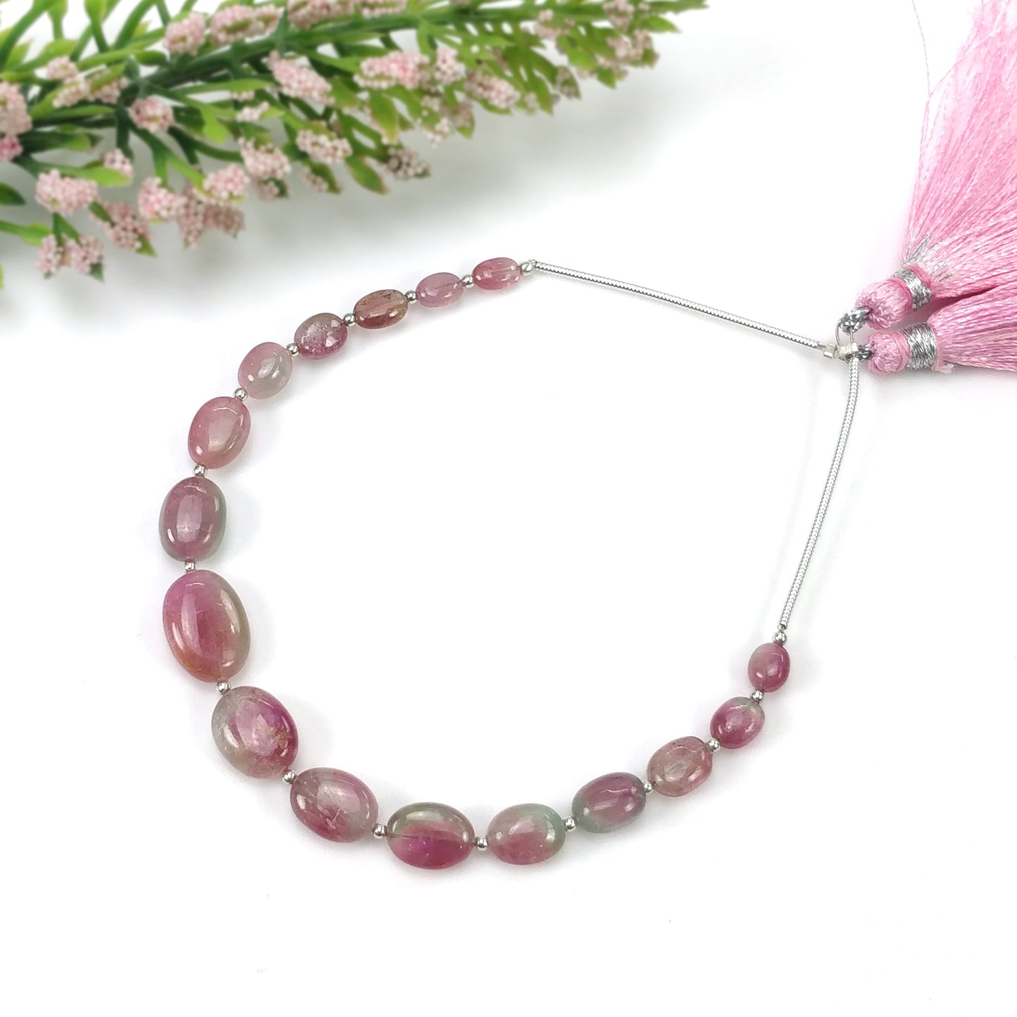 Watermelon TOURMALINE Gemstone Loose Beads: 34.45cts Natural Bi-Color Tourmaline Oval Shape Plain Nuggets 5.5*4mm - 12.5*9mm 6"