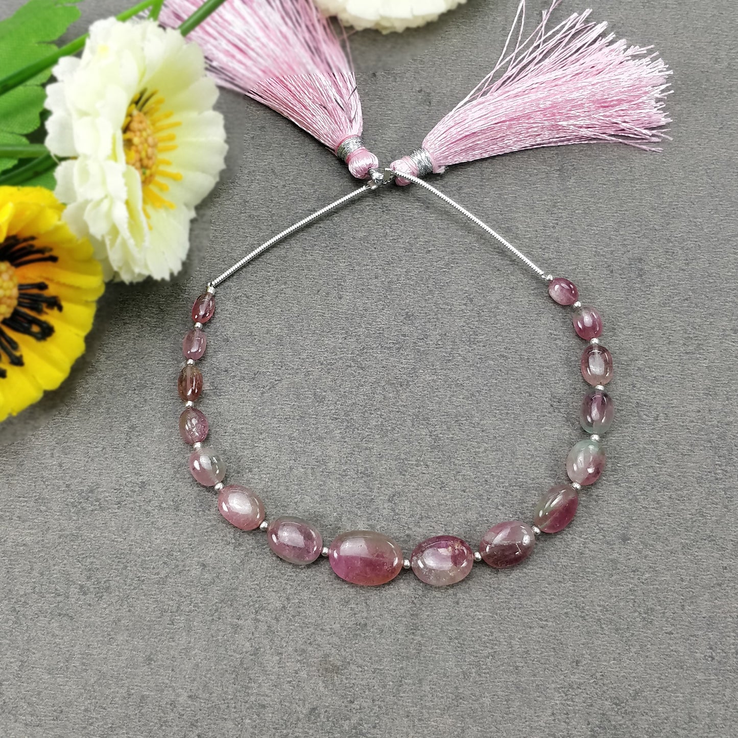 Watermelon TOURMALINE Gemstone Loose Beads: 34.45cts Natural Bi-Color Tourmaline Oval Shape Plain Nuggets 5.5*4mm - 12.5*9mm 6"