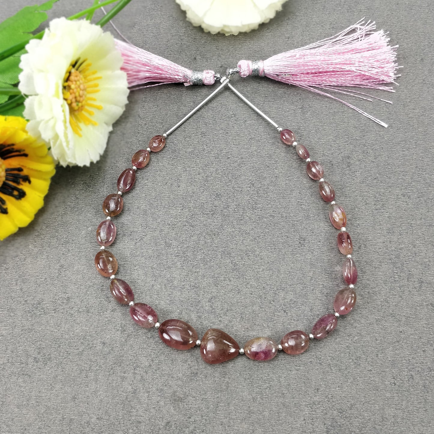 Watermelon TOURMALINE Gemstone Loose Beads: 40.75cts Natural Bi-Color Tourmaline Oval Shape Plain Nuggets 5*4mm - 12*8.5mm 8"