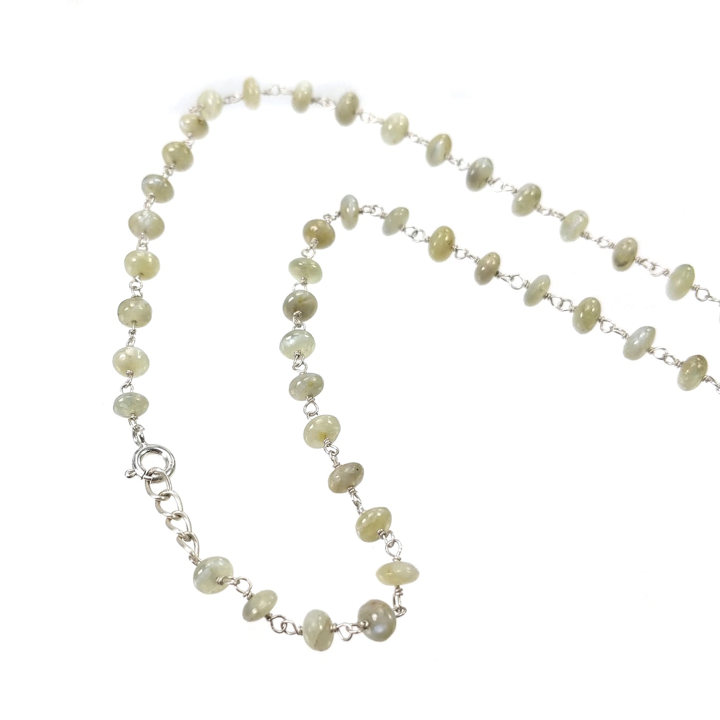 Star Ruby yellow Sapphire Chrysoberyl Cat's Eye Beads NECKLACE : 85.95ct Natural Untreated With 925 Sterling Silver 5mm - 20.5*14mm 19.5"