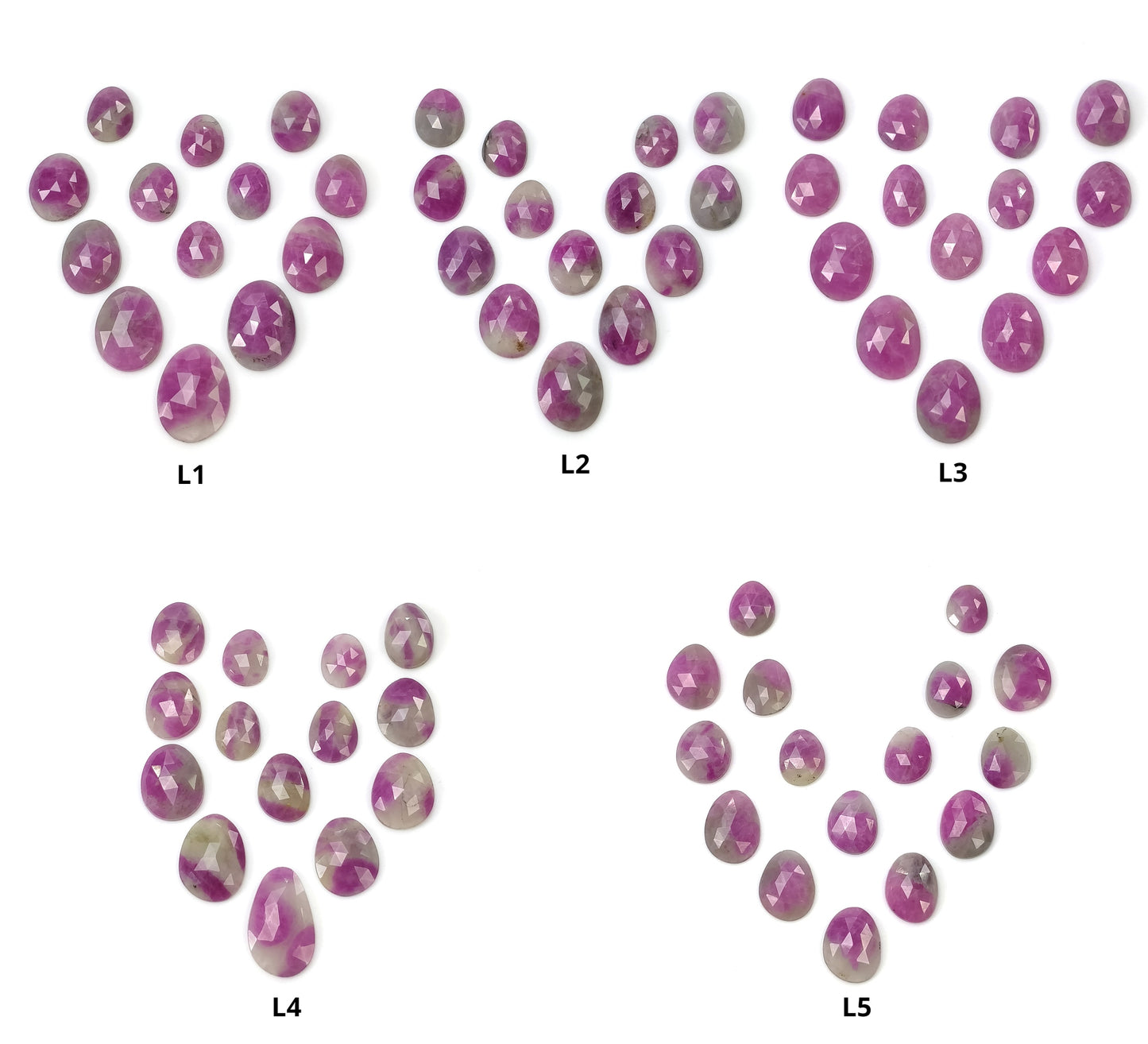 RUBY ZOISITE Gemstone Rose Cut : Natural Untreated Unheated Ruby Bi-Color Uneven Egg Shape 13pcs 14pcs & 16pcs (With Video)