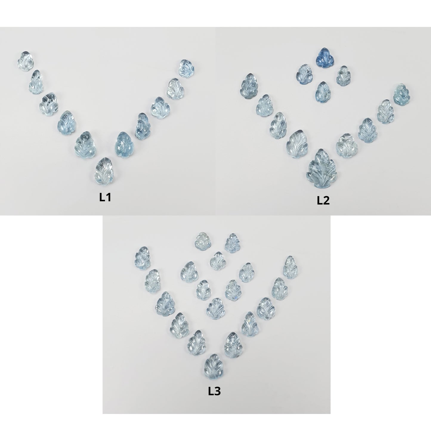 BLUE AQUAMARINE Gemstone Carving : Natural Untreated Unheated Aquamarine Hand Carved Leaves Lots