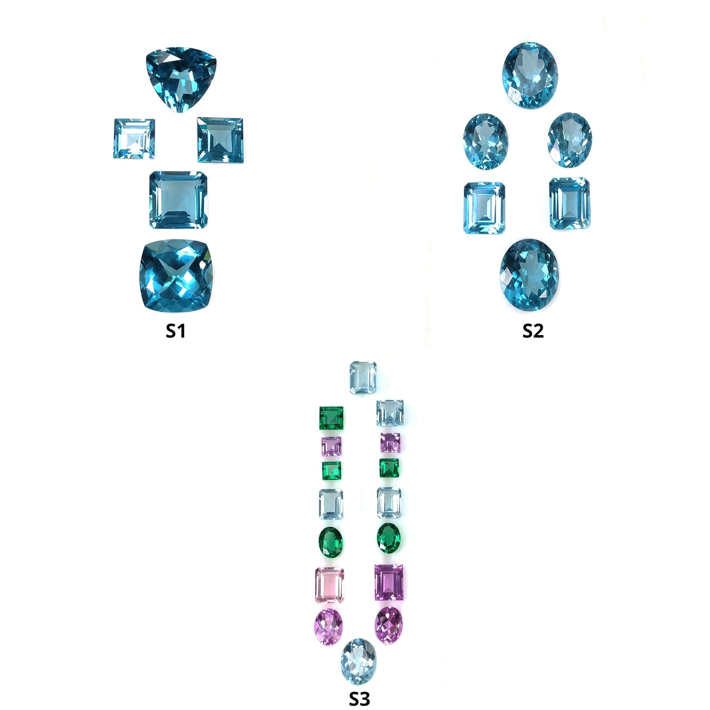 Nanosital Blue Pink Green Stone Normal Cut Oval Cushion Triangle Shape 5pcs, 6pcs, 16pcs For Jewelry