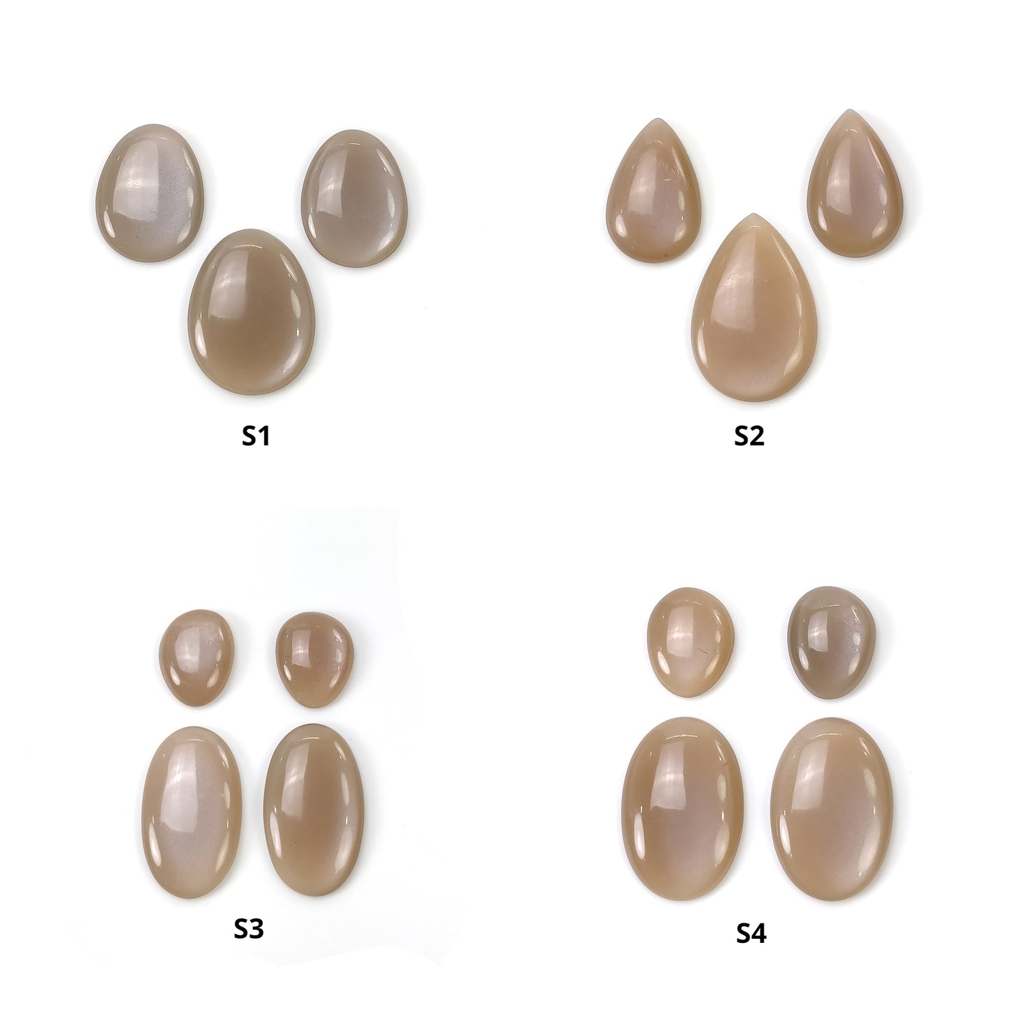 PEACH And BROWN MOONSTONE Gemstone Cabochon : Natural Untreated Unheated Moonstone Oval Pear Shape 3pcs & 4pcs