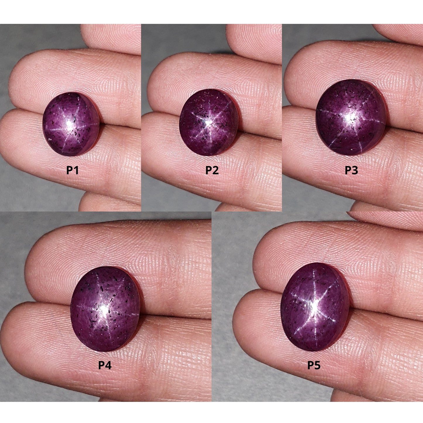 Star Ruby Gemstone Cabochon : Natural Untreated Unheated Red 6Ray Star Ruby Oval Shape