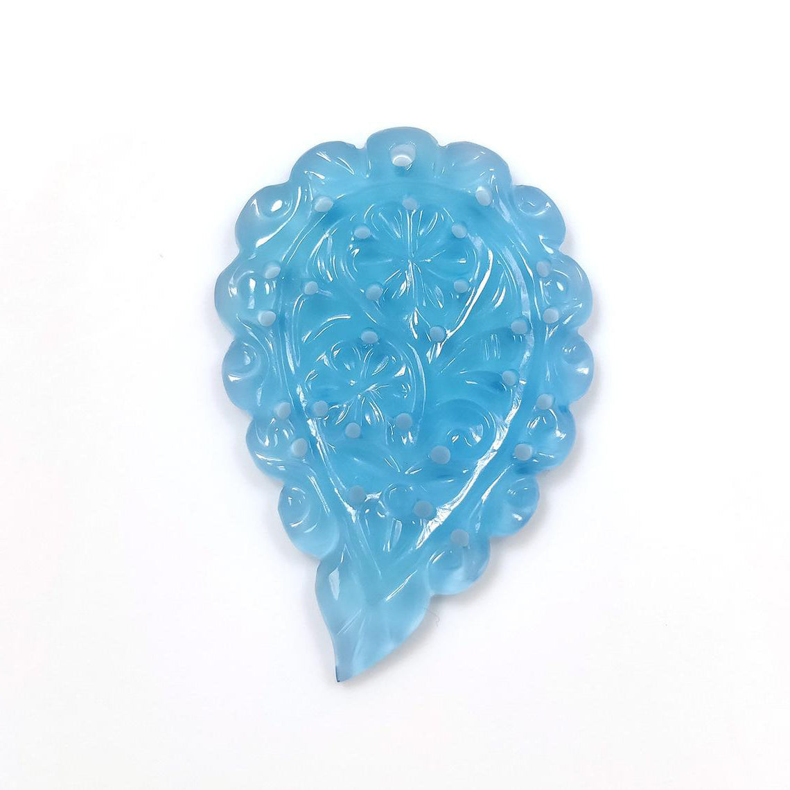 ONYX Gemstone MEDIUM LEAF Carving : 29.00cts Natural Onyx Gemstone One Sided Hand Carved Medium Size Indian Leaf 43*29mm 1pc For Pendant