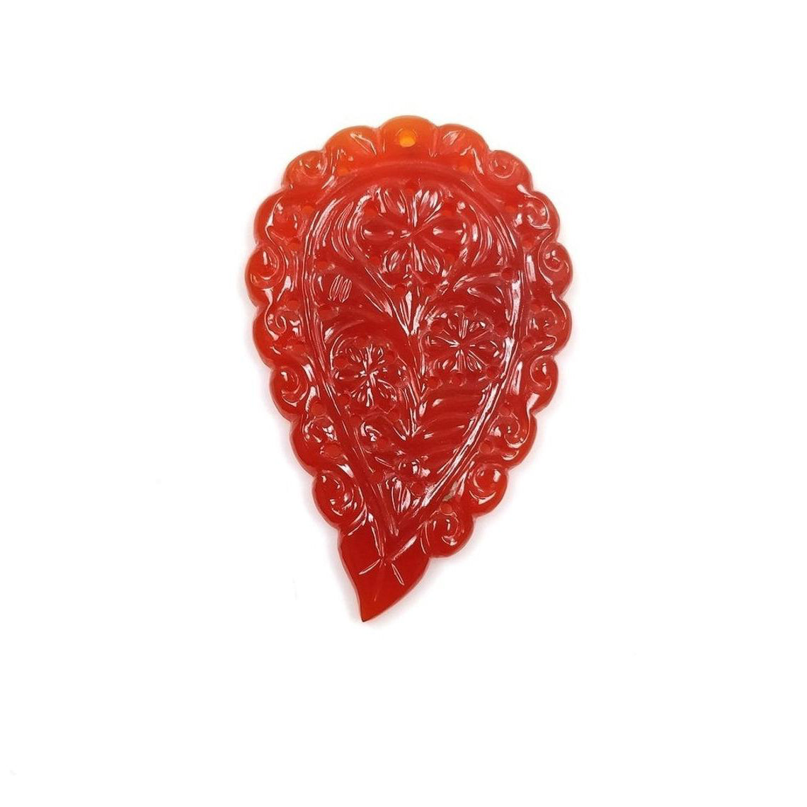 ONYX Gemstone MEDIUM LEAF Carving : 29.00cts Natural Onyx Gemstone One Sided Hand Carved Medium Size Indian Leaf 43*29mm 1pc For Pendant
