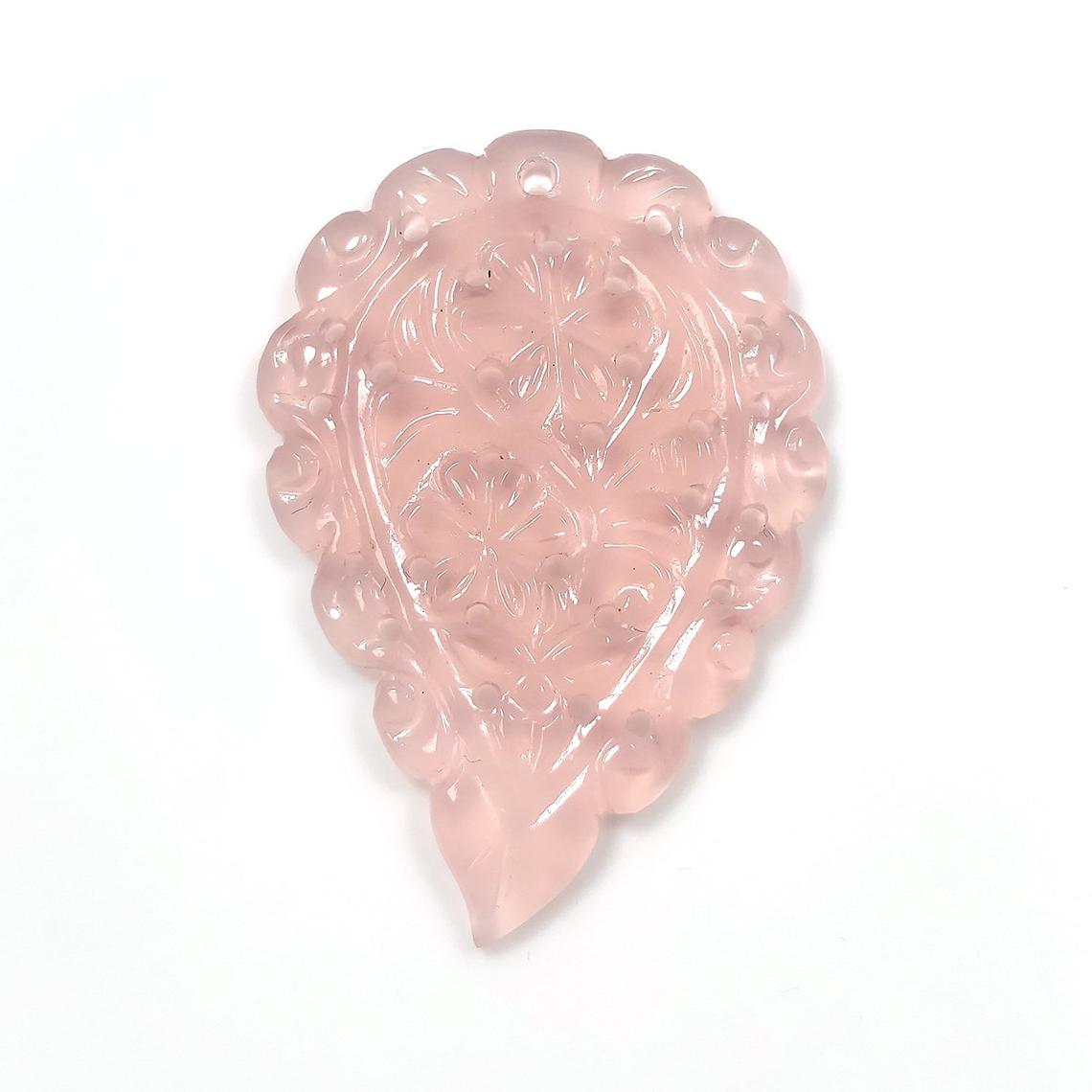 ONYX Gemstone MEDIUM LEAF Carving : 29.00cts Natural Onyx Gemstone One Sided Hand Carved Medium Size Indian Leaf 43*29mm 1pc For Pendant