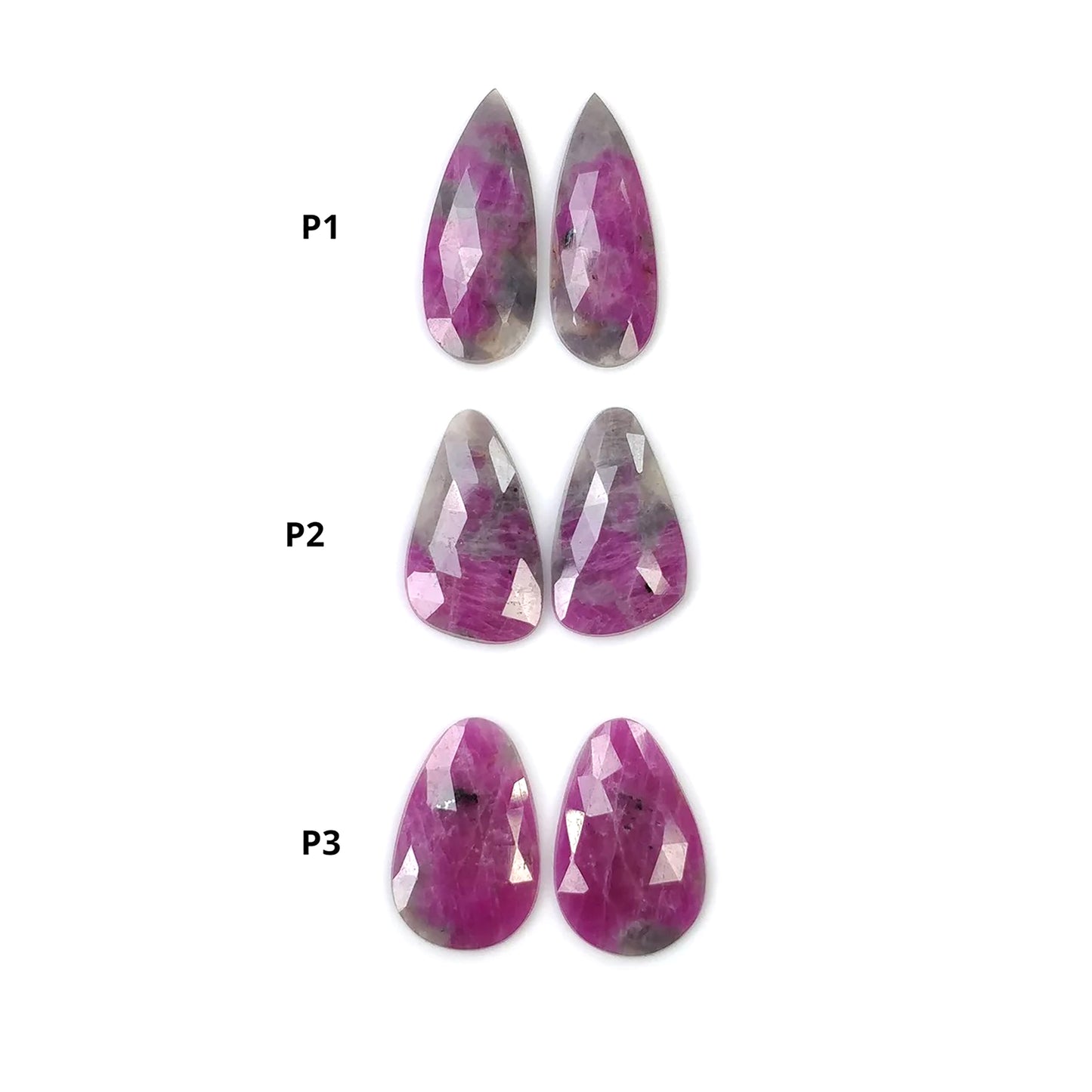 MULTI SAPPHIRE Gemstone Rose Cut : Natural Untreated Unheated Bi-Color Sapphire Pear And Uneven Shape Pair