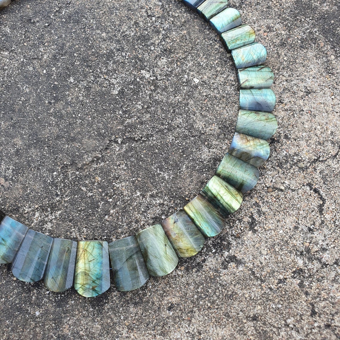 Rainbow Flashing LABRADORITE Gemstone Necklace : 14" Natural Untreated Labradorite Uneven Shape Cabochon Choker Necklace Gift For Her