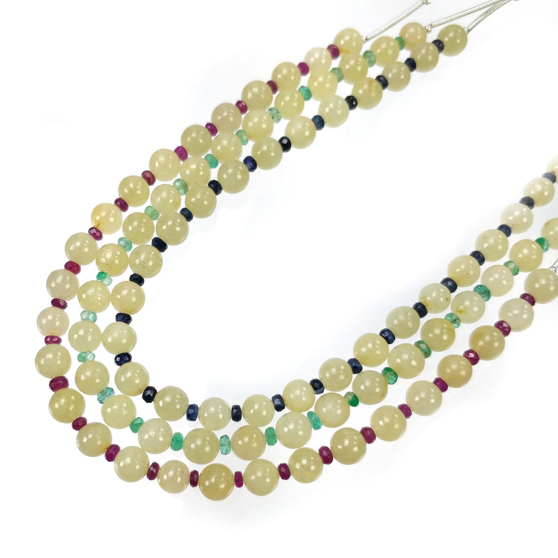 Yellow And Blue SAPPHIRE EMERALD RUBY Gemstone Loose Beads: 64.00cts Natural Unheated Round Plain & Faceted Nuggets 3mm- 6mm 8"