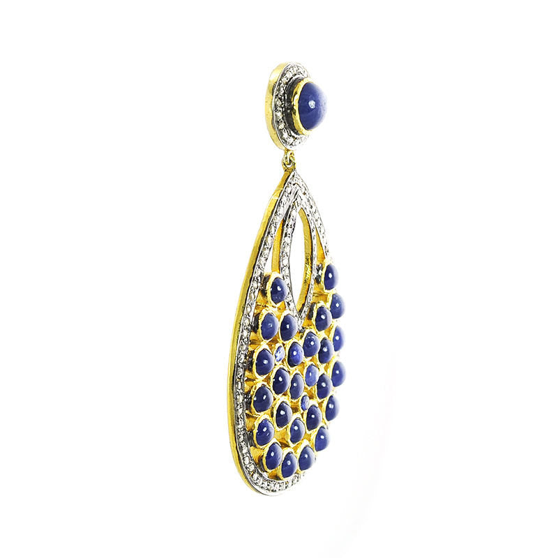 Blue Sapphire And Diamond Earrings