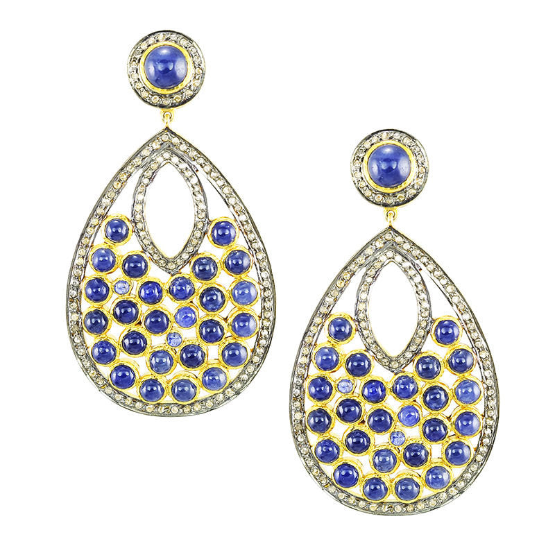 Blue Sapphire And Diamond Earrings