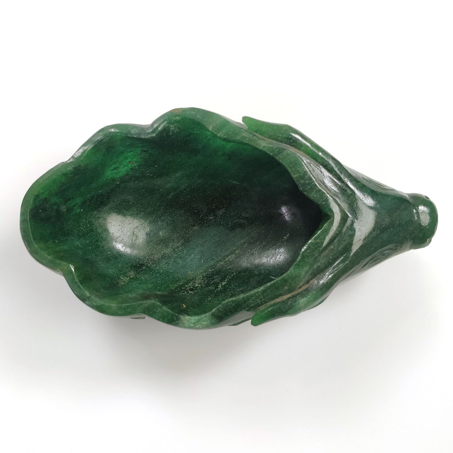 GREEN AVENTURINE Gemstone Sculpture : 146.00gms Natural Aventurine Gemstone Bull's Face Hand Carved BOWL Sculpture Figurine 100*57mm*41(h)