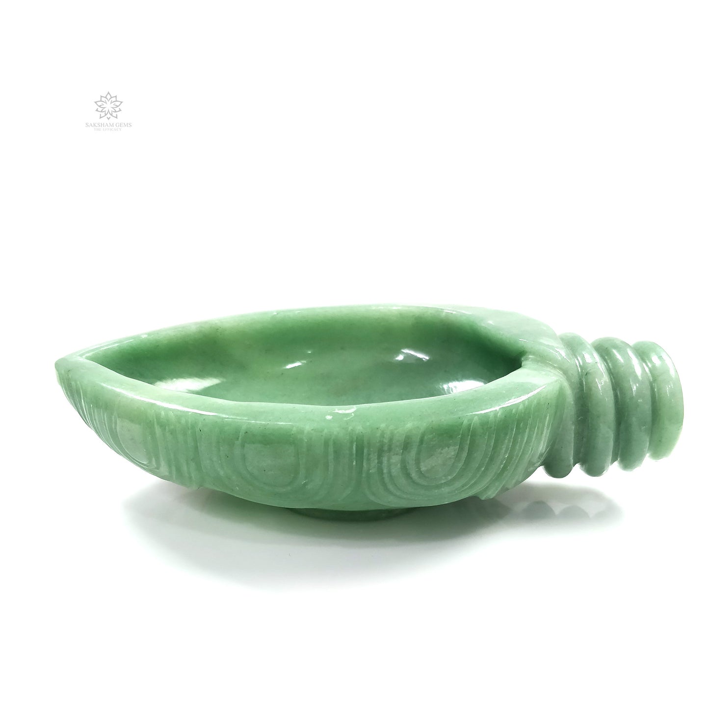 GREEN AVENTURINE Gemstone Sculpture : 156.00gms Natural Aventurine Gemstone Hand Carved BOWL Sculpture Figurine 170*100mm*50(h)